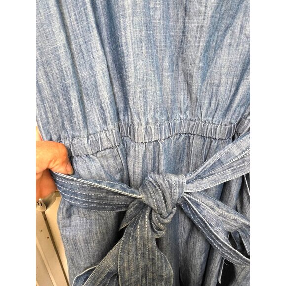 Lane Bryant Women's jumpsuit Chambray Sleeveless Elastic Tie Waist & Pockets Siz - Picture 8 of 12